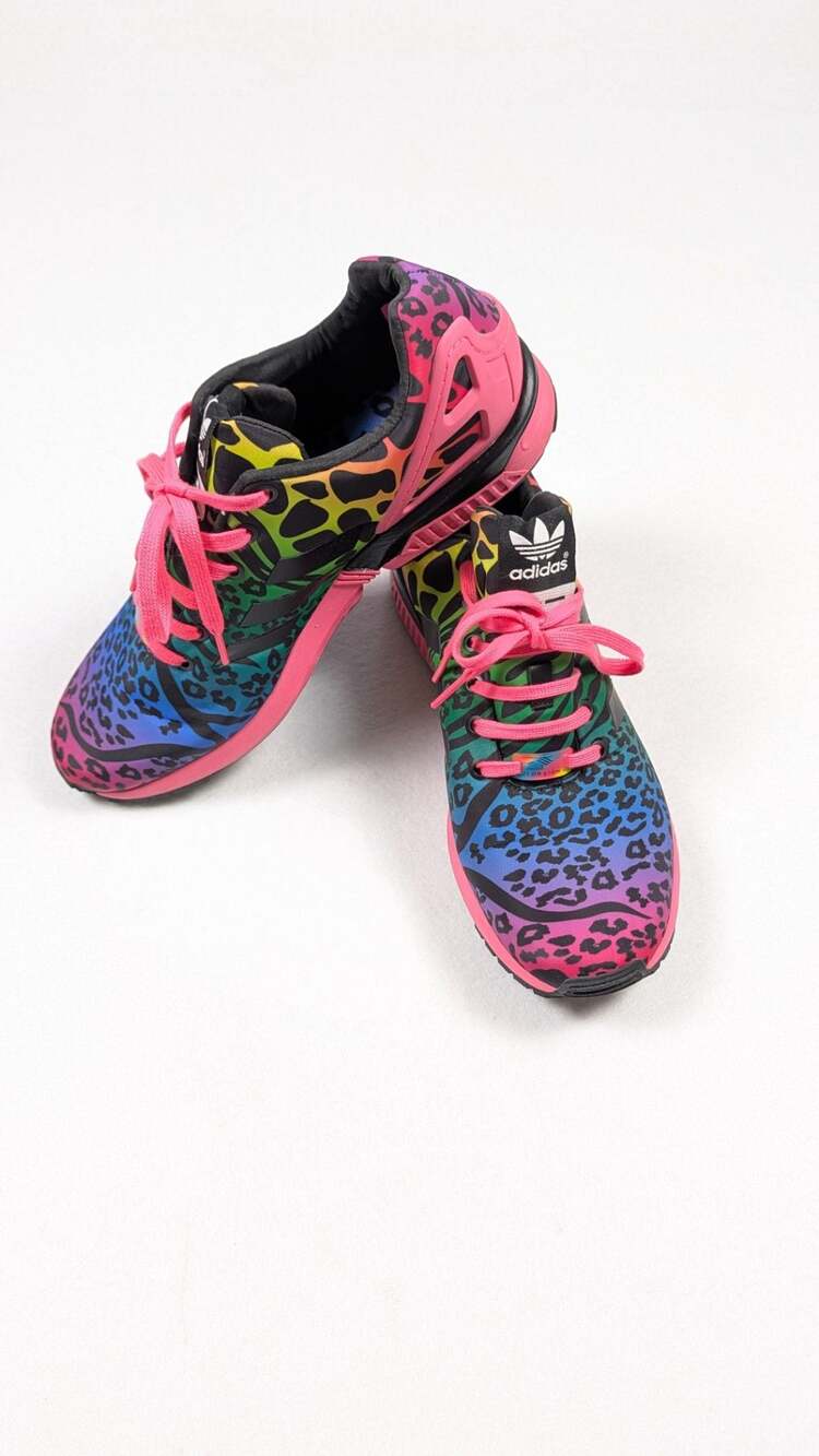 Adidas ZX Flux Multicolor Leopard Print Sneakers size 11